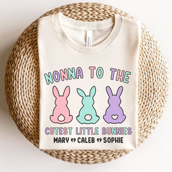 Easter Nonna Personalized Grandchildren Names Shirt Nonna Gift Baby Announcement Promoted to Grandma Easter Bunny Tee Custom Nonna Tshirt