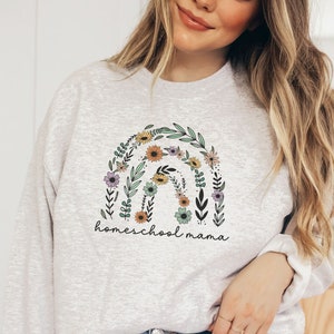 Wildflower Homeschool Mama Sweatshirt Homeschool Mom Gifts Homeschool Mom Gift Homeschooler Sweater Homeschool Teacher Gift Mother's Day Ash