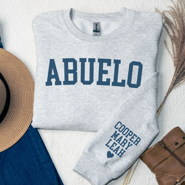 Abuelo Sweatshirt with Grandkids Names Personalized Abuelo Gift Promoted to Grandpa Baby Announcement Abuelo Sweater Custom Fathers Day Gift