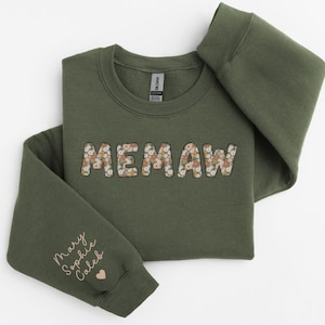 Custom Memaw Sweatshirt Memaw Crewneck New Memaw Gifts Grandmother Personalized Memaw with Grandkids Names Sweater Mothers Day Gift