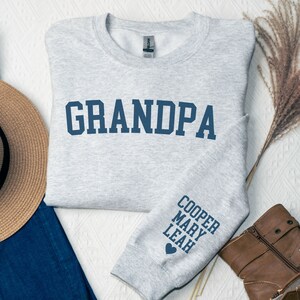 Grandpa Sweatshirt with Grandkids Names Personalized Grandpa Gift Promoted to Grandpa Baby Announcement Custom Grandfather Sweater