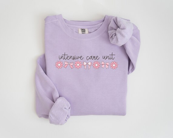 ICU Sweatshirt Comfort Colors®  Bows ICU Nurse Gift Nurse Appreciation Gift Critical Care Nurse Intensive Care Unit Sweater Icu Gifts