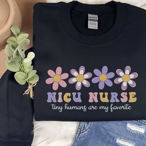 NICU Nurse Sweatshirt NICU Nurse Sweater Gift for NICU Nurse Crewneck Neonatal Intensive Care Unit Team Crew Squad Future Rn New Grad Gifts Black