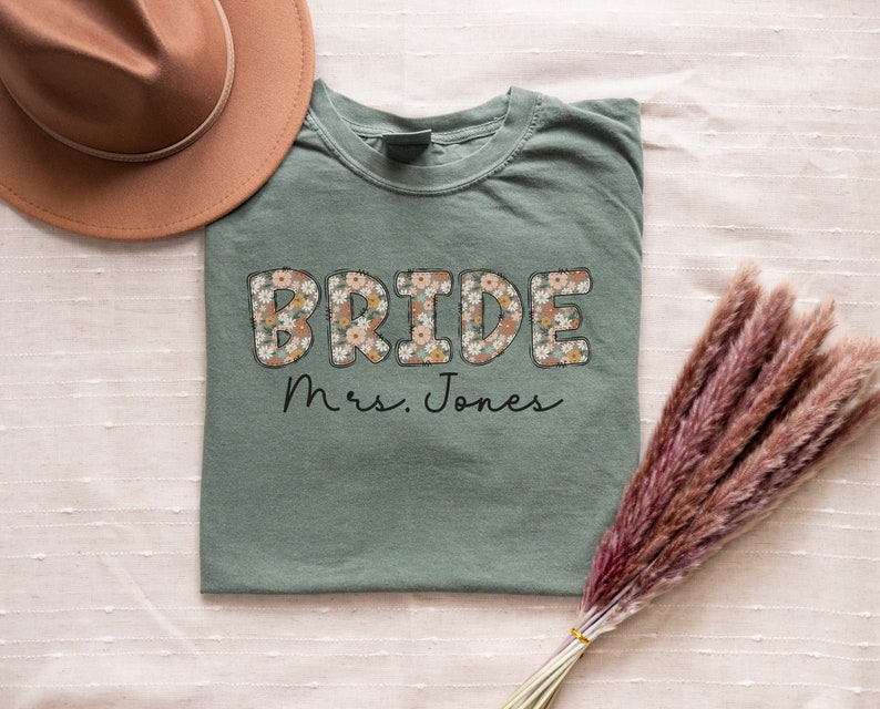 Personalized Mrs. Comfort Colors Shirt Retro Bride Tshirt Gift for ...