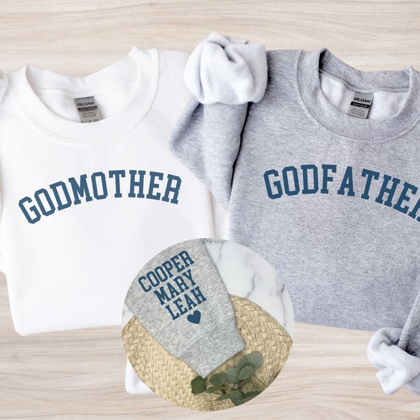 Personalized Matching Godmother and Godfather Sweatshirt Godparents Announcement Godmother Godfather Sweater Gift from Godchild Crewneck