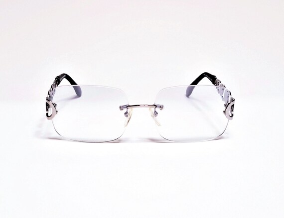 Vintage Escada by Tura 1990's Silver Circles Eyeg… - image 1