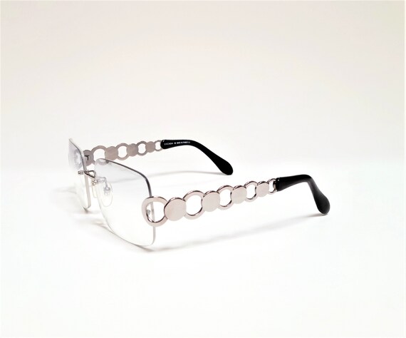 Vintage Escada by Tura 1990's Silver Circles Eyeg… - image 2