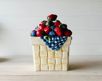 Strawberry & Blackberry Cookie Jar 10 Inches Tall