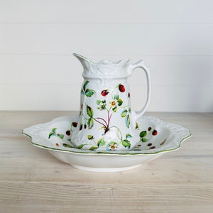 Strawberry Teapot Large Berries Butterflies James Kent Old Foley