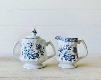 Wood & Sons Old Vienna Ironstone Sugar Bowl and Creamer Set