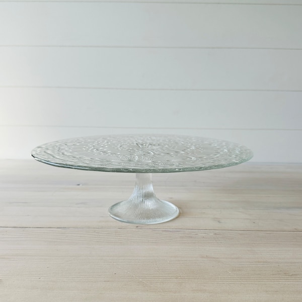 Vintage Large Glass Pedestal Cake Stand 13 Inches