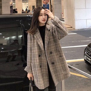 Korean plaid jacket clearance
