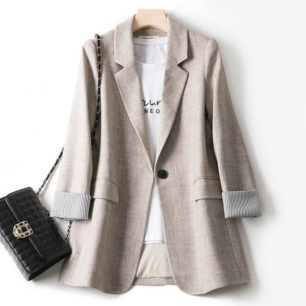 Abrigo de chaqueta de bolsillo minimalista de estilo coreano de patchwork de moda