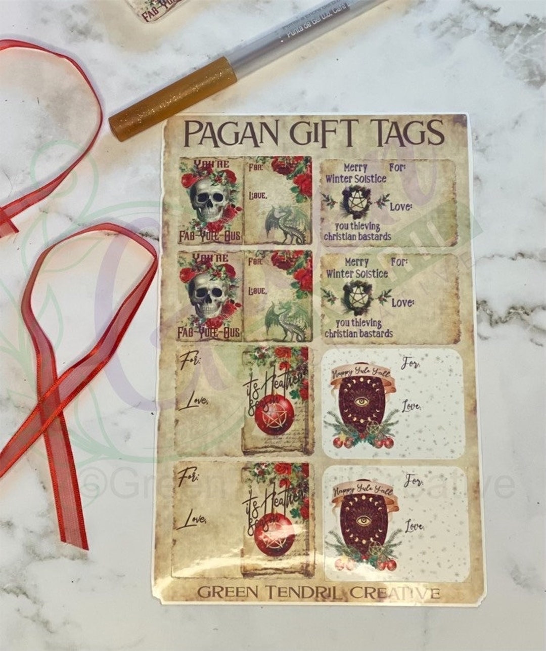 Funny Pagan Gift Tag Stickers, for Yule, Funny Gift, Witchy Gift Tag ...