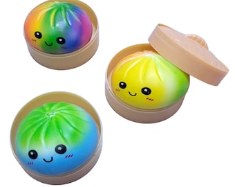 Dumpling blando arcoíris misterioso (10 cm) – Juguete antiestrés kawaii. Paquete de 1, 2, 3 o 4 unidades.