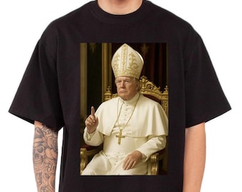 TRUMP POPE Meme Shirt. Heavy weight over size tee. Black and White.