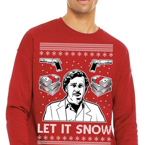 Pablo Escobar laat het sneeuw zwarte kersttrui