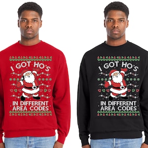 I Got Ho's in different area code funny Christmas sweater.