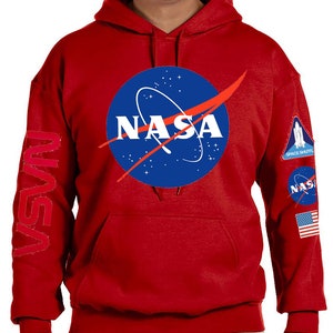 NASA RED hoodie with sleeve prints