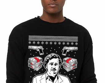 Pablo Escobar let it snow black Christmas sweater