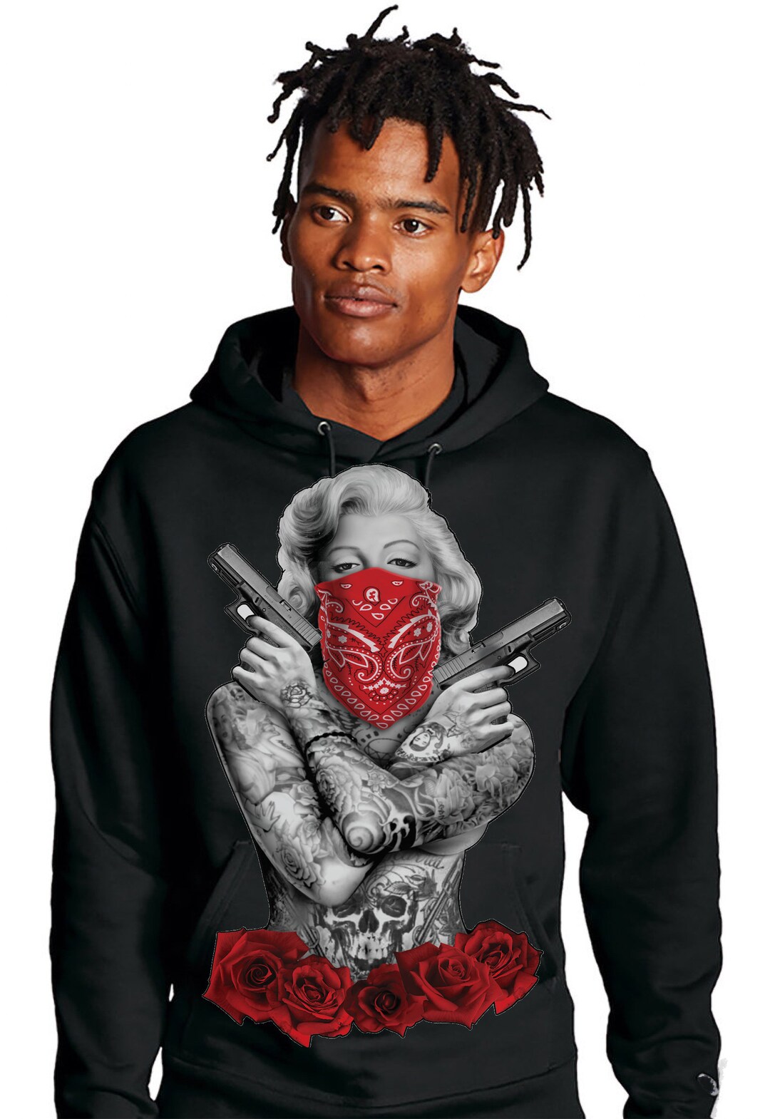 Marilyn Monroe Gangster Guns With Roses Black Hoodie Etsy Canada