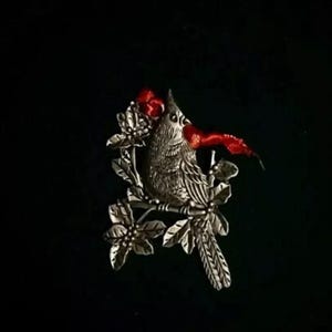 Handcrafted Pewter Cardinal Ornament, Festive Christmas Keepsake, Christmas Ornament, Beautiful Cardinal Design, Festive Collectibles