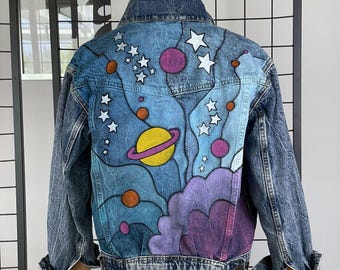 Peter Max Inspired Hand Painted Denim Jacket
