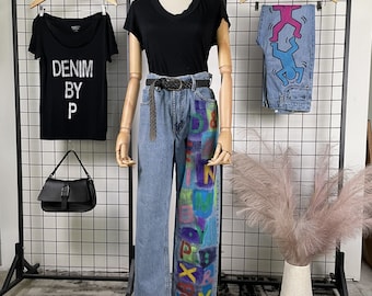 Levi's Used, Vintage Levi's, Hand painted denim, Graffiti Style Jeans