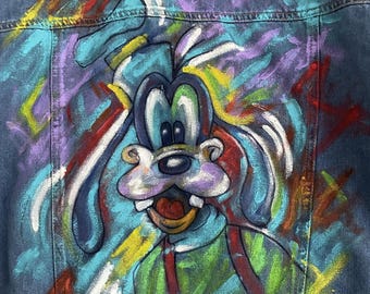 SOLD - can custom make - Hand Painted Goofy Denim Jacket