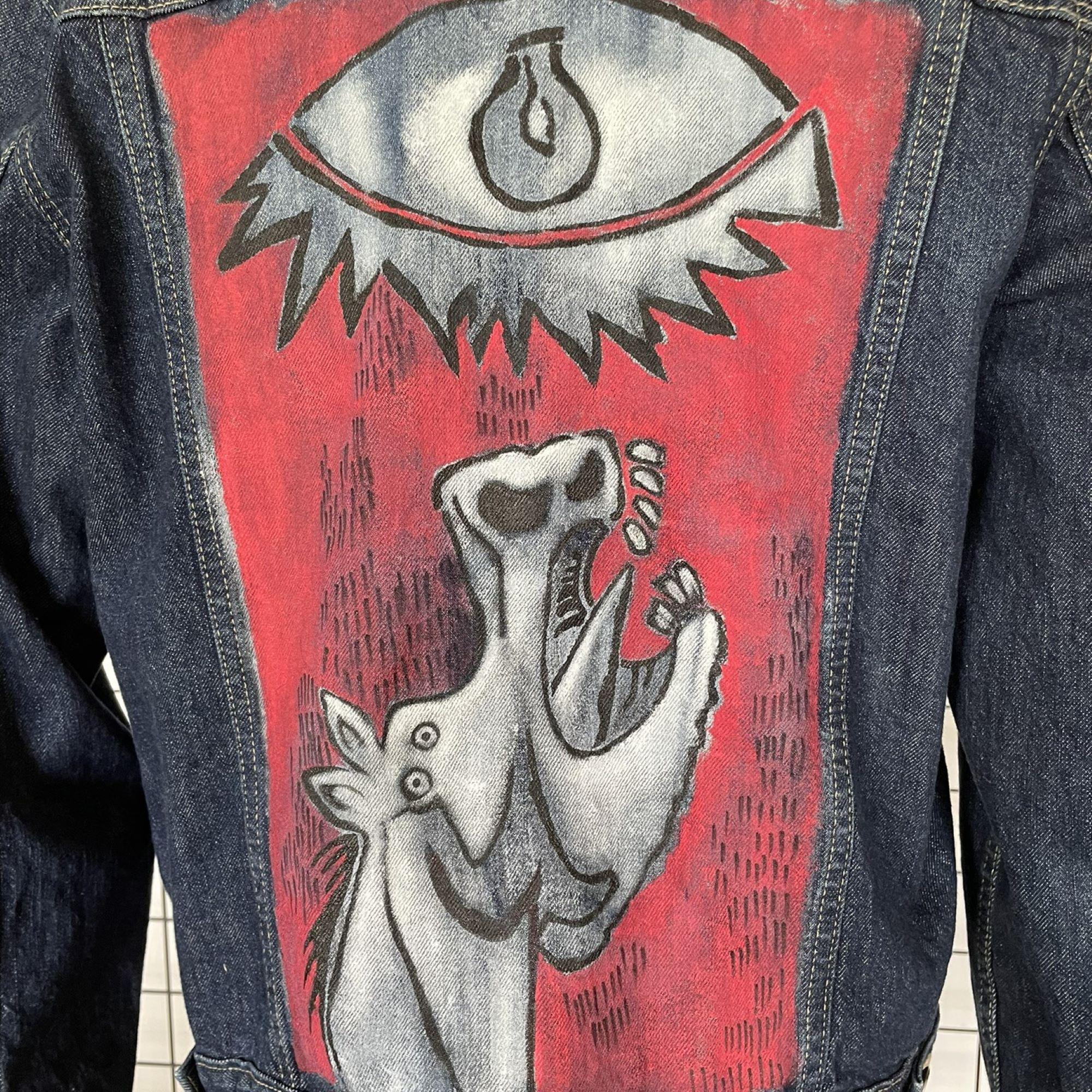 Picasso Guernica Inspired Painted Denim Jacket - Gap Womens Large