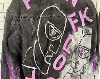 Hand-Painted Pink Floyd Denim Jacket - Women's Size M