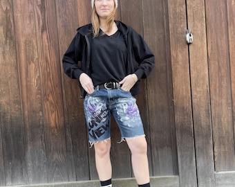 Levi's Hand Painted Thrifted, Upcycled Levi Shorts