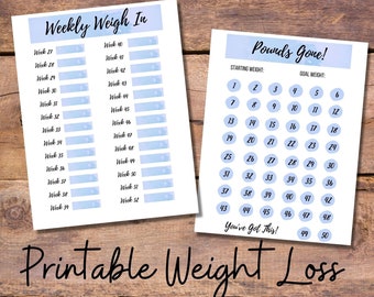 Weight Loss Journal, Printable Weight Loss Tracker, Digital Weight Loss Chart, Weekly Weight Tracker, Grocery List, Goal Setting Weight Loss