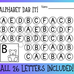 Alfabeto com letras maiúsculas Dab It, Pré-escola PreK Kinder Phonics, Planilha de identificação do alfabeto, Planilhas do alfabeto, Download do alfabeto