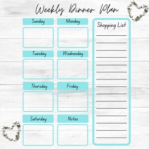 Weekly Dinner Planner with Shopping List Printable, Grocery List Printable, Weekly Dinner Planner, Printable Shopping List, Grocery List