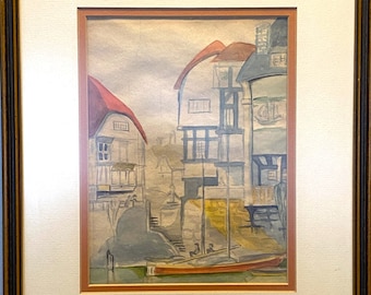 Original Vintage Watercolor of Old Strasbourg Signed by the Artist
