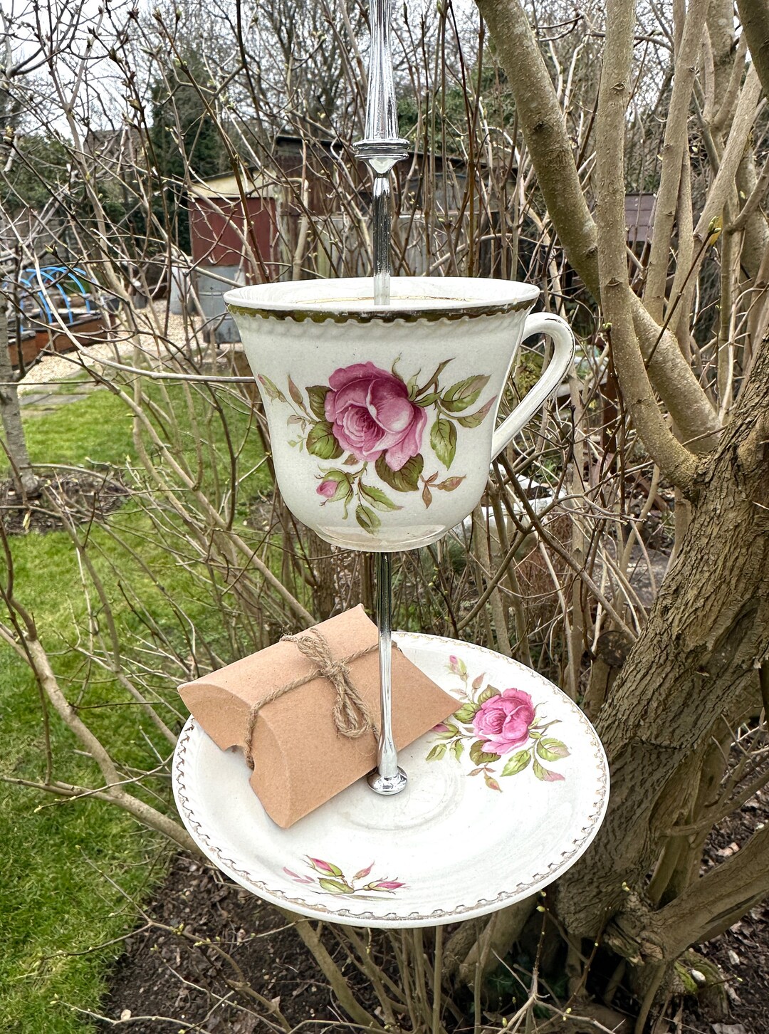 Rose Teacup and Saucer Hanging Bird Feeder bird Food Included Etsy