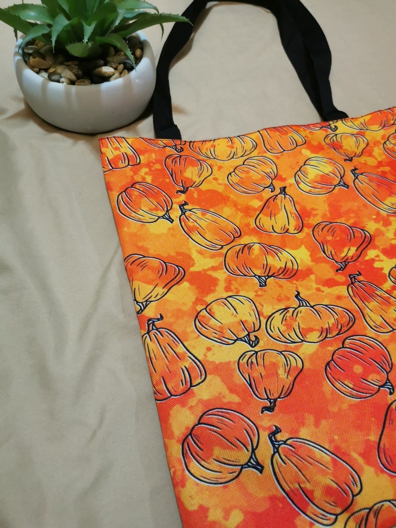 Pumpkins Print Halloween Gothic Reusable Grocery Tote Bag Eco-fr Pumpkins Print Halloween Gothic Reusable Grocery Tote Bag Eco-fr