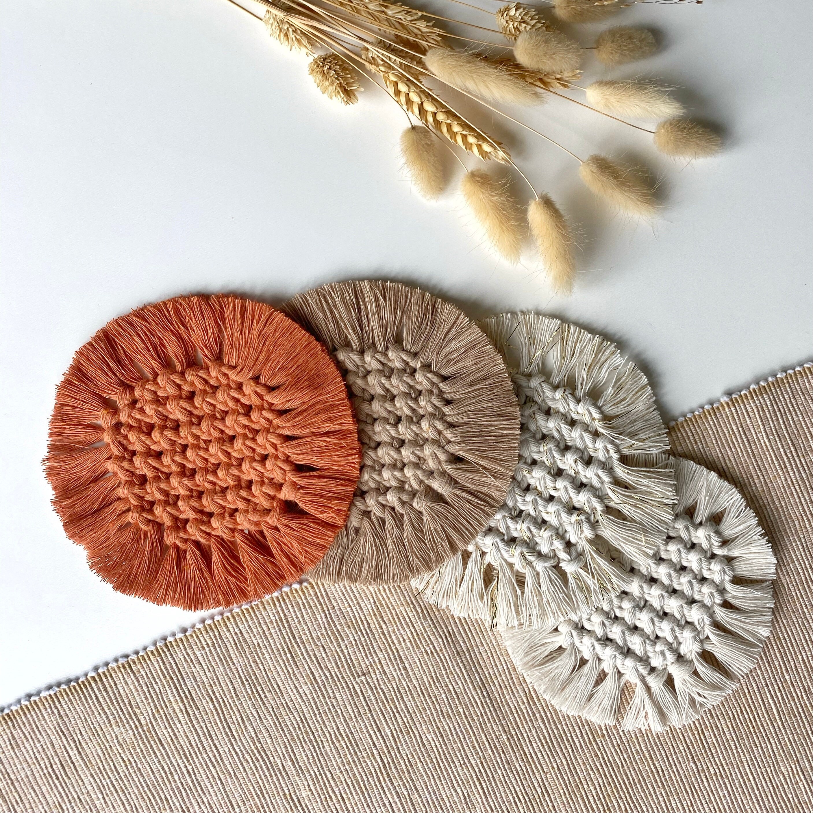 Paire de Sous-Verre en Macramé | Sous-Tasse Napperon Lot 2