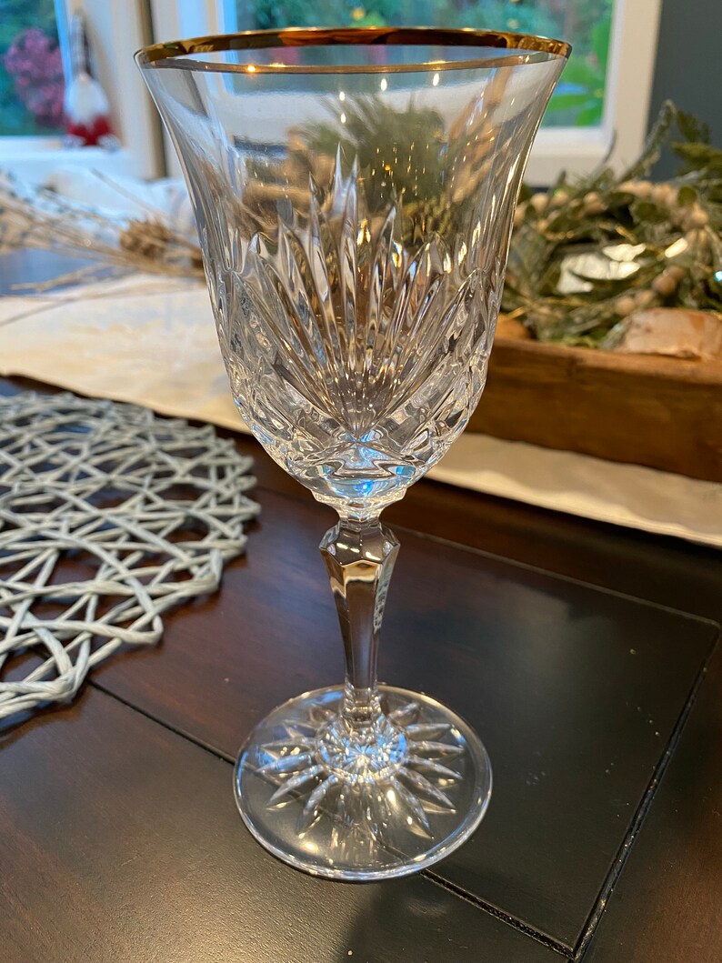 Set of 4 Miller Rogaska Richmond Gold Crystal Wine Glasses Etsy
