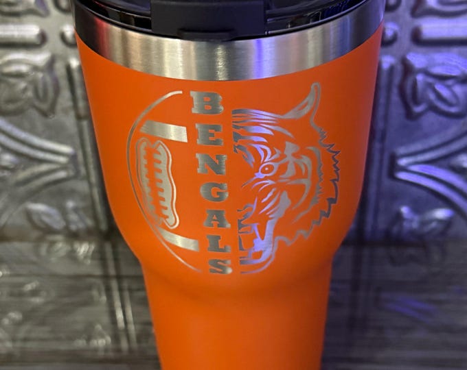 30 oz Cincinnati Football Engraved Arctic Tumbler – Orange