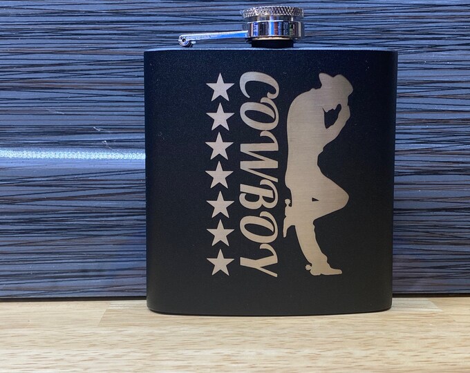 Really nice Cowboy Flask Laser Engraved