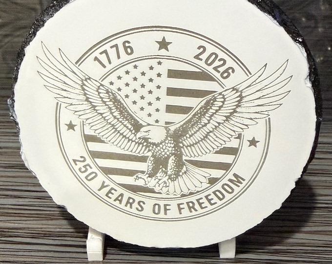 America 250th Anniversary Slate Coaster 1776-2026 | Patriotic Eagle Engraved Coaster | American Independence Gift | USA Decor