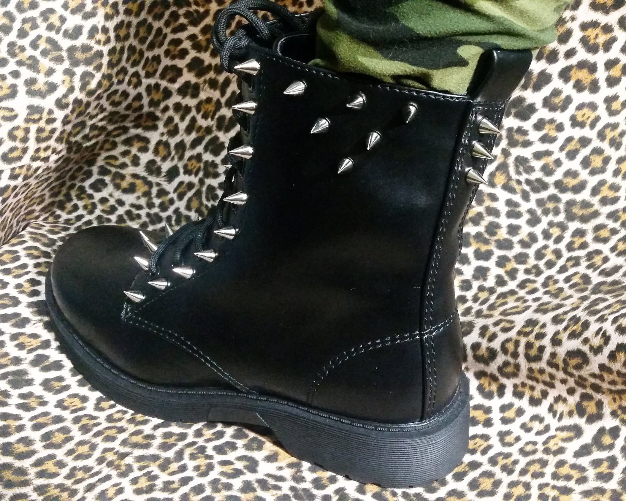 Combat boots with spikes and studs sale