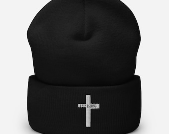 Embroidered Cross Beanie, Unisex Hypoallergenic Knit Cap - Etsy