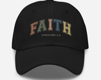 Faith Dad Hat-Christian Baseball Cap-Faith-Based Hat-UnisexChristian Gift-Bible Verse Cap-Uplifting Gifts for Parents-Embrodered Hat