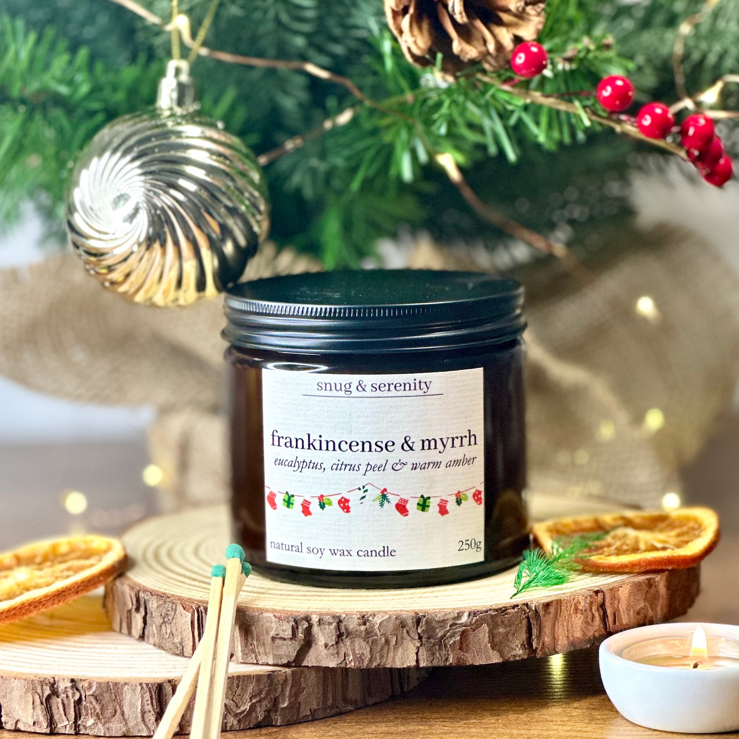 Frankincense & Myrrh Candle / Soy Wax Candle / Festive Candle / Christmas  Home Decor / Gift for Her / Stocking Filler / Gift for Home 