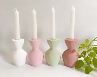 Nordic Concrete Taper Candle Holder | Modern Candlestick Holder | | Concrete Gift | Unique Taper Candle Holder | Decorative Candlestick