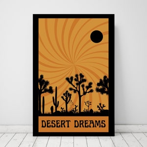 Cartel de Desert Dreams, Cactus Print, Cacti Plants, Silhouette, Trippy Art, Psychedelic, Coachella, Joshua Tree, Desert Daze, Music Festival