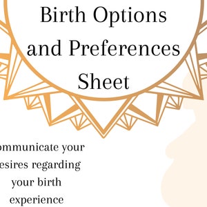 Birth Options and Preferences Sheet | Childbirth Education | Doula